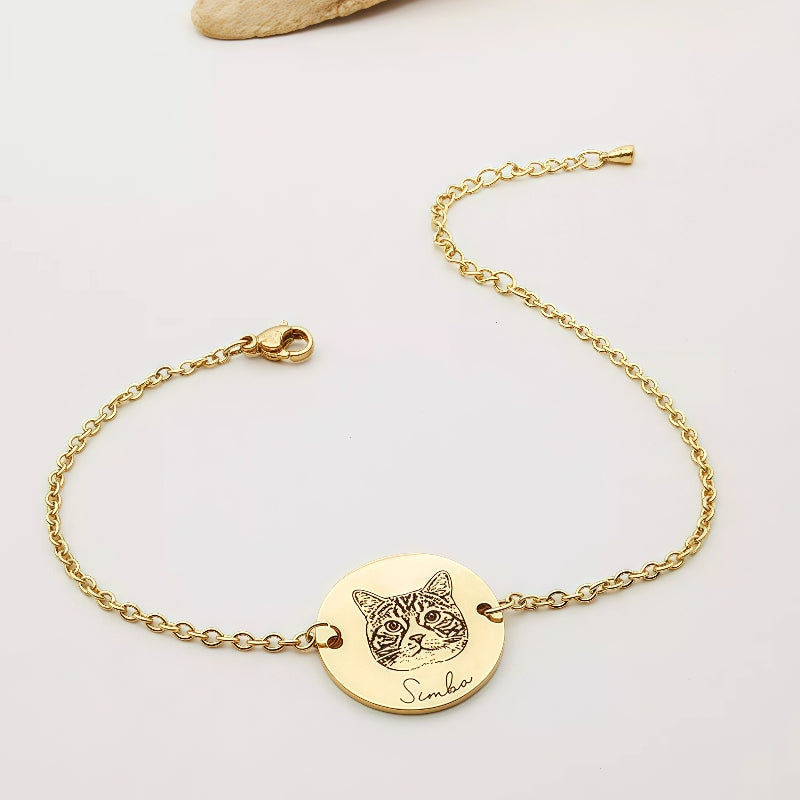Simple Round Pendant Pet Memorial Bracelet