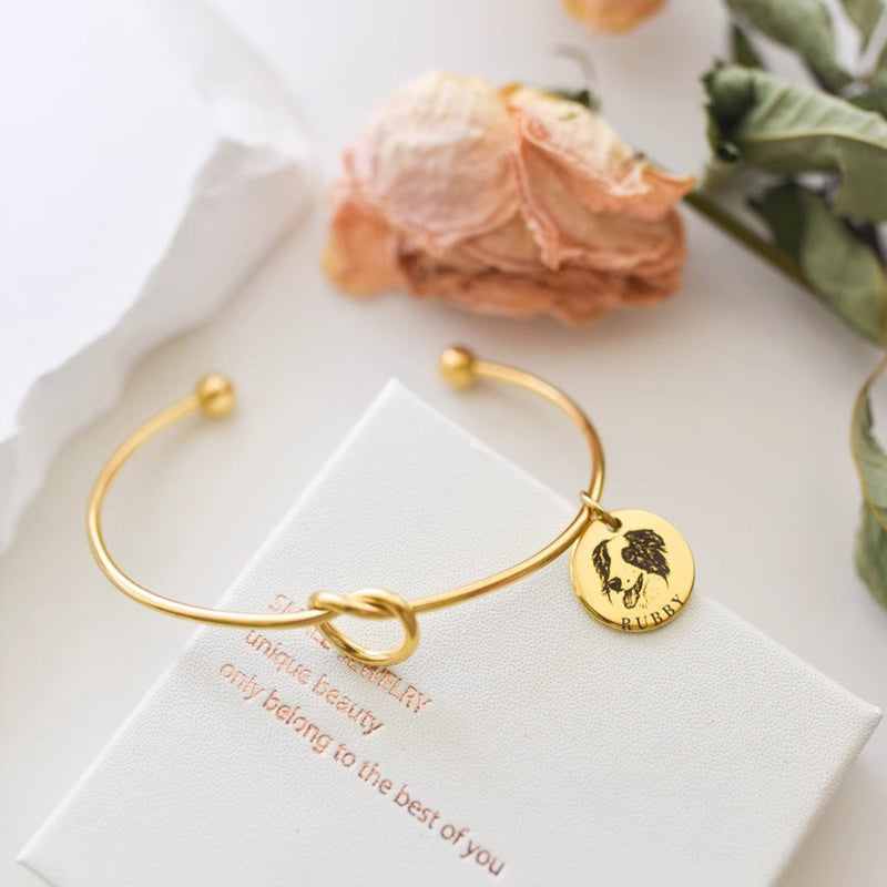 Custom Pet Avatar And Engraved Open Bracelet