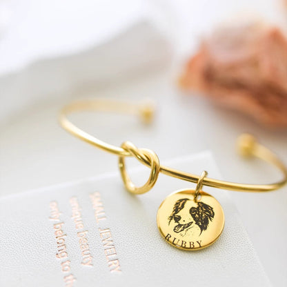 Custom Pet Avatar And Engraved Open Bracelet
