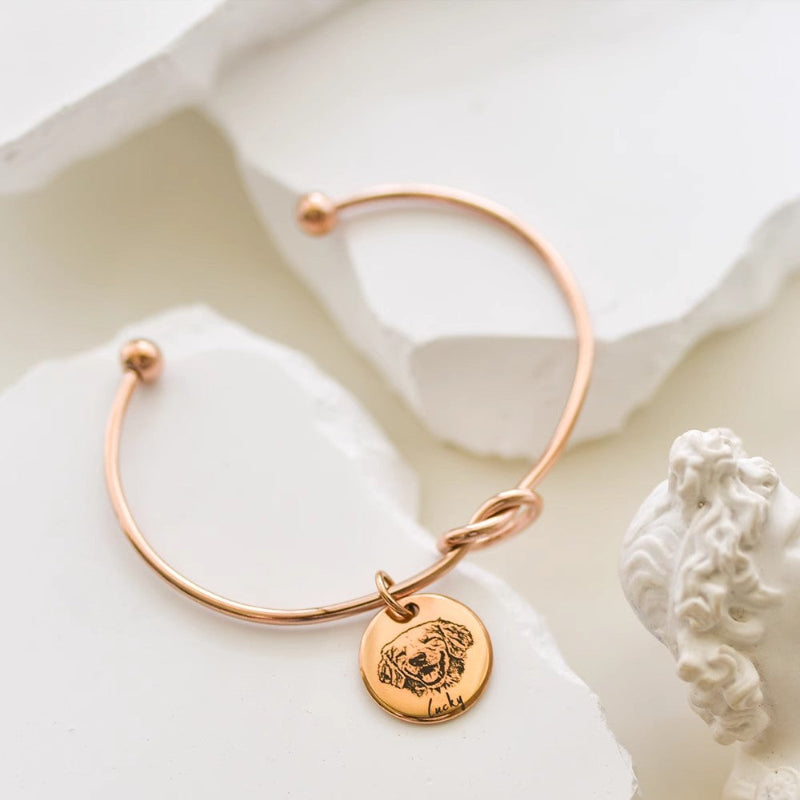 Custom Pet Avatar And Engraved Open Bracelet