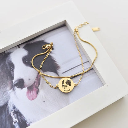 Custom Pet Photo Round Pendant Bracelet