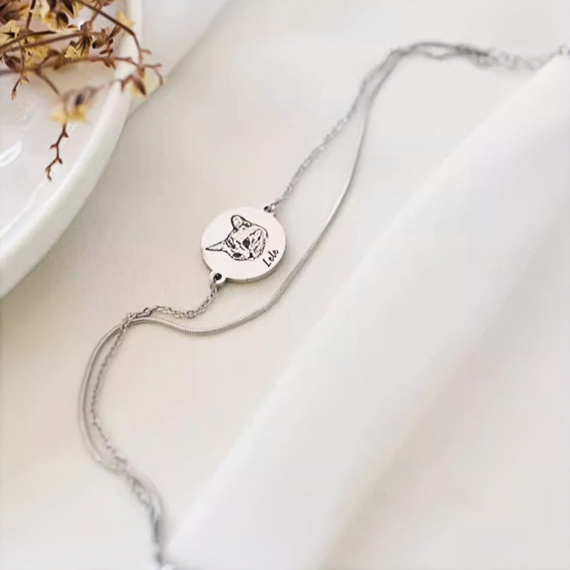 Custom Pet Photo Round Pendant Bracelet