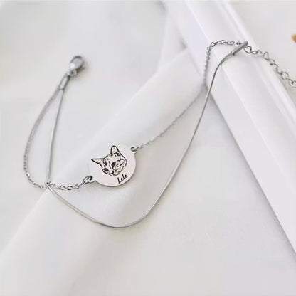 Custom Pet Photo Round Pendant Bracelet