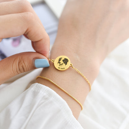 Custom Pet Photo Round Pendant Bracelet