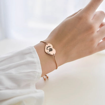 Memorial Pet Heart-Shaped Pendant Bracelet