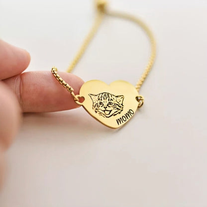 Memorial Pet Heart-Shaped Pendant Bracelet