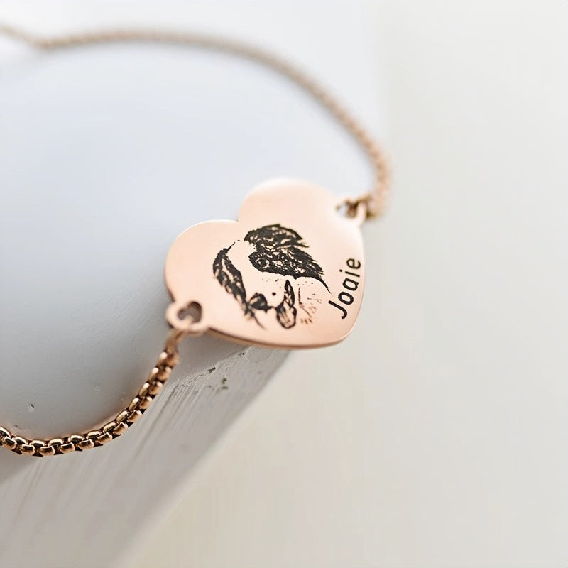 Memorial Pet Heart-Shaped Pendant Bracelet